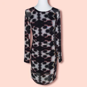 Trina Turk Mini Dress Size Small Ikat Black White Mesh Designer Vintage 90s - Picture 1 of 11
