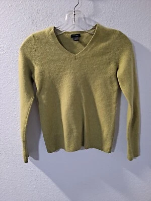 Suéter Only Mine Para Mujer 2 Capas 100% Cachemira Verde Cuello en V Elegante, Elegante, XSP Foto 1 de 4