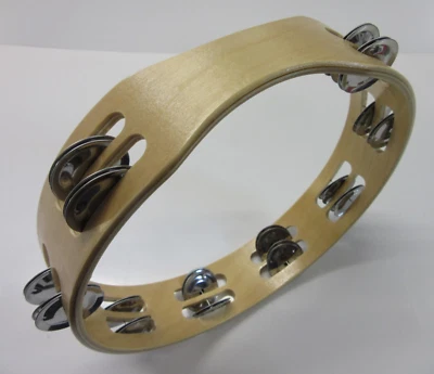 STA-3210 10" Tamburin Schellenring aus Holz, ohne Fell, mit 2 Reihen Schellen - Bild 1 von 3