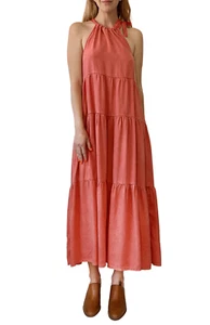 Maxi Vestido Halter Bella Dahl en Niveles en Arcilla Roja Talla S - Imagen 1 de 9