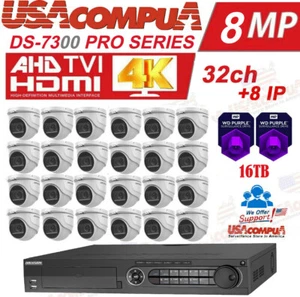 Hikvision 32 CH DVR 32 MINI DOME 8MP SECURITY SYSTEM KIT 8MP 16TB HARD DISK - Picture 1 of 8
