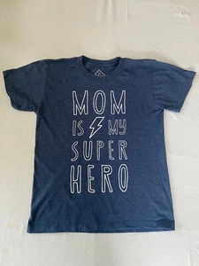 Boys Blue Novelty T-Shirt MOM is My Super Hero Small - Picture 1 of 5