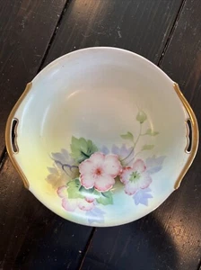 Vintage Cake Plate Small Meiko China Japan Pink Floral Pretty Gold Handles - Foto 1 di 6