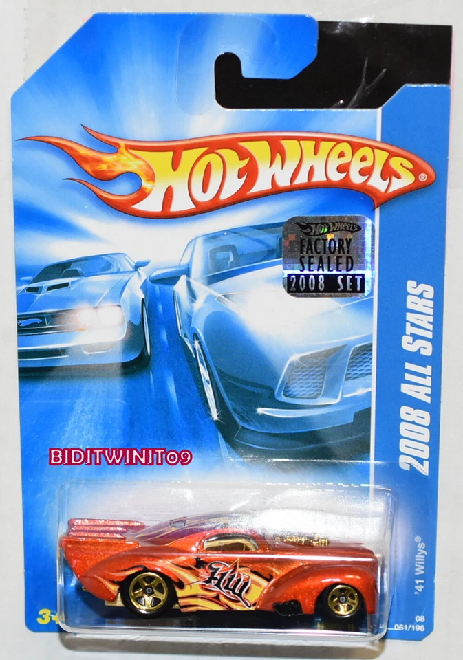 Hot Wheels 2008 All Stars '41 Willys naranja sellado de fábrica Foto 1 de 1