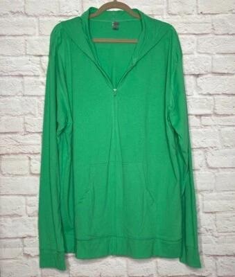 XL/1X/2X Nueva Camiseta Kelly Verde Algodón Tejida Yoga Sudadera con Capucha Chaqueta de Pista Bolsillos Foto 1 de 4
