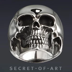 Skull Ring Silver 925 Masonic Biker Pirate Mens Memento Mori Heavy Big Realistic - Picture 1 of 12