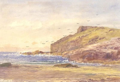 John Syer Jr. (1846-1913) - Acuarela firmada de finales del siglo XIX, Costa de Cornualles Foto 1 de 2