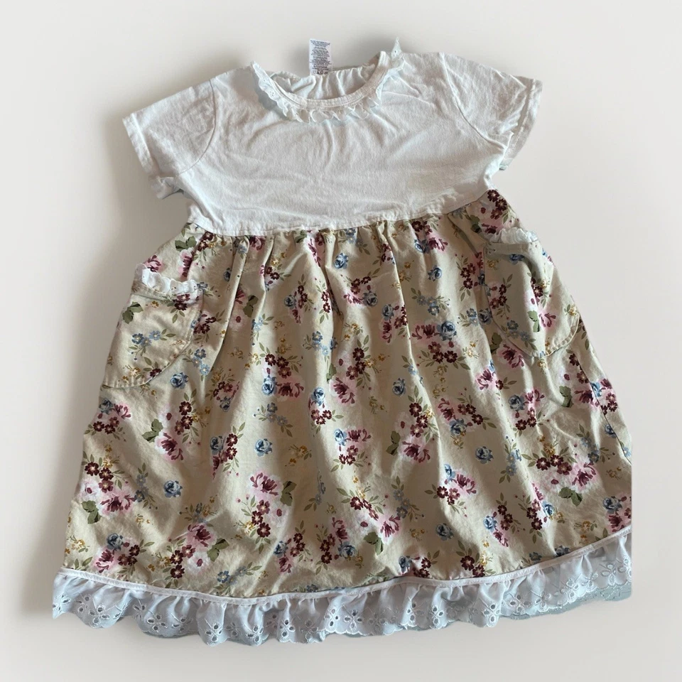 Vestido Floral Manga Corta Vintage Jerzees Niñas Pequeñas Casa LHOTP Talla S (A22) Foto 1 de 4