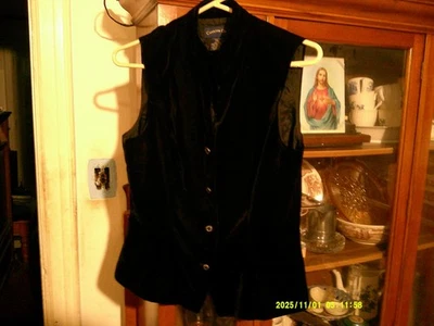 Chaleco de terciopelo negro Charter Club para mujer talla 10 Foto 1 de 4