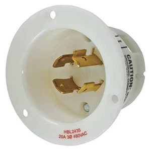 Hubbell Flanged Locking Inlet 20A 480V AC 3 Pole 4 Wire Flush Mount L16-20P - Picture 1 of 3