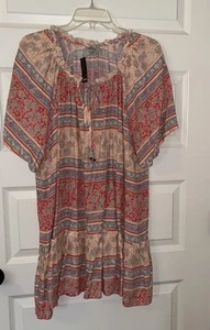 New NWT Avenue Blouse Top Size 20 Floral Ruffle Tunic Esme Flutter Blouse - Picture 1 of 3