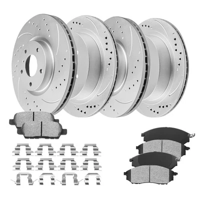 Front Rear Drilled & Slotted Rotors Ceramic Pads For INFINITI M35h Q70 M37 Q70L Foto 1 de 4