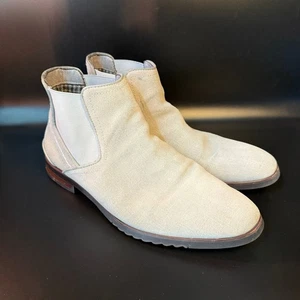 Stivali Steve Madden Finder Chelsea beige tomaia in pelle da uomo taglia 10 - Foto 1 di 6