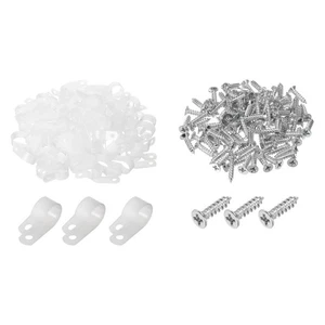 R-Type Cable Clip Wire Clamp, 16mm 0.63 Inch Nylon Clips White 200Pcs - Afbeelding 1 van 5