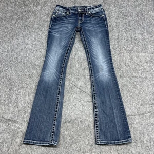 Miss Me Jeans Womens 27 Blue Signature Boot Embellished Pockets MK 342 Denim - Picture 1 of 19