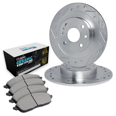 For Lotus Esprit 76-79 Drilled & Slotted Front Brake Kit w Euro Ceramic Pads Foto 1 de 3