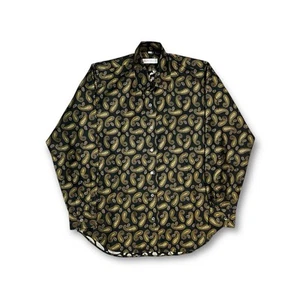 Camisa de cachemira Jim Thompson 100 % seda negra y verde talla mediana - Imagen 1 de 10
