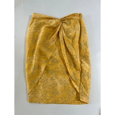 Poleci 100% Silk Womens Pencil Skirt Size 0 Mustard Y2K Summer Fairy Coquette - Image 1 of 4