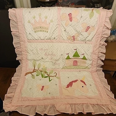 NOJO Edredón Bebé Manta Volantes Rosa Guinga Unicornio Princesa Corona Minky Dreams Foto 1 de 4