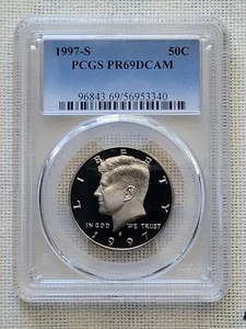 ๐1997-S 50C Kennedy Half Dollar PROOF PCGS PR69DCAM BEAUTIFUL LUSTER. ๐ - Picture 1 of 4