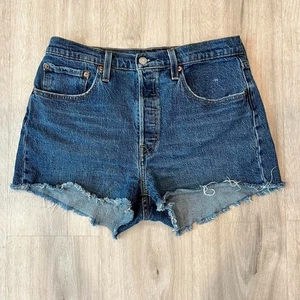 Vintage Levi's 501 Cut Off Denim Jean Shorts Women's Size 32" Western Boho - Picture 1 of 4