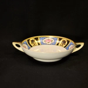 Noritake Round Bowl Hand Painted Made In Japan Floral Blue Yellow Gold 1918-1931 - Picture 1 of 10