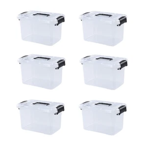 6 Packs 6 Quart Lidded Storage Bin, Plastic Latch Container Box with Handle, R - Bild 1 von 7