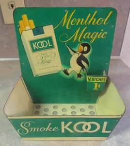 VINTAGE KOOL CIGARETTES TIN MATCH HOLDER STORE DISPLAY W/PENGUIN #2 - Picture 1 of 10