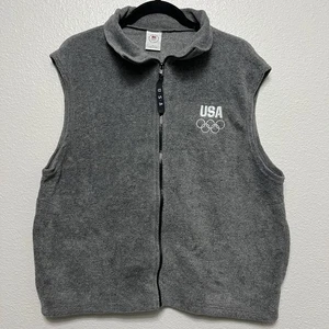 VTG USA Olympic Committee Gray Men's XL Fleece Vest Embroidered Polyester - Picture 1 of 6
