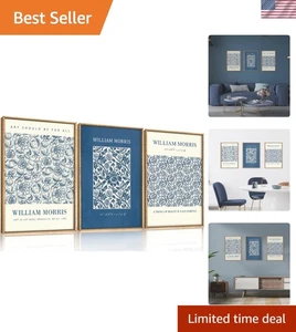 Easy-to-Hang Floral Art Set - 16x24 Blue and White Prints, Modern Aesthetic - Picture 1 of 8