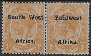 SWA 1924 1s pair sg 35 used KGV - Picture 1 of 2