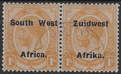 SWA 1924 1s pair sg 35 used KGV - Image 1 of 2