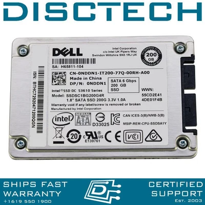 Dell NDDN1 / Intel SSDSC1BG200G4R 200GB 1.8in 6Gbps DC S3610 uSATA SSD - Image 1 of 3