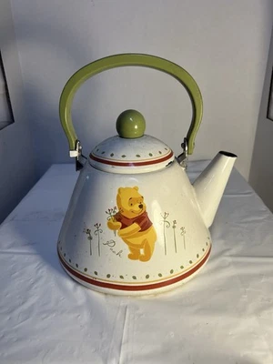 Vintage Simply Pooh Enamel Teapot Winnie the Pooh Flowers Disney Taiwan - Image 1 of 4