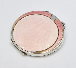 ART DECO STERLINGSILBER ROSA GUILLOCHIERT EMAILLE PULVER KOMPAKT Birmingham 1921 - Bild 1 von 8