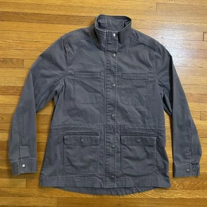 L.L.Bean Jacket Mens Medium Gray Field Utility Canvas Cotton Stretch Pockets - Picture 1 of 14