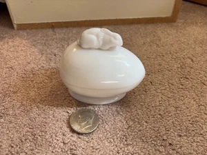Vintage Westmorelamd Milk Glass Bunny On Egg Candy Dish White No Cracks/Chips - Picture 1 of 4