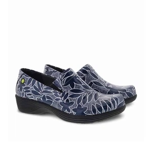 Dansko Work Wonders Size39 The Coral Slip On Clog In Navy Floral Patent Leather - Picture 1 of 10