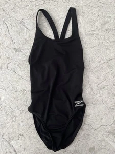 Speedo Endurance + Youth Girls Athletic Swimsuit Bathing Suit Size 12 / 28 Black - Picture 1 of 5