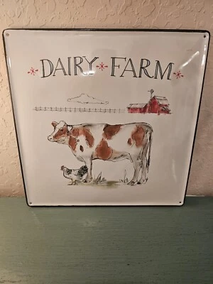 Letrero vintage de porcelana de granja lechera de Anne Tavoletti-muy bueno Foto 1 de 4