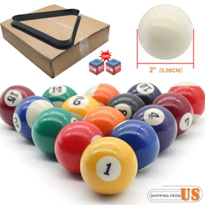 Billiard Balls Set 2" Regulation Size Pool Table Balls With Triangle Rack Set - Picture 1 of 9