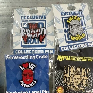 PWC Exclusive SHOCK THE WORLD - Collectors Pin WCW WWE NWA JCP AWA Bundle 4 Lot - Picture 1 of 2