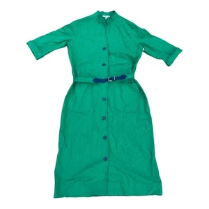 Vintage Serbin Designed by Marianne Green Shirt Dress Size 12 Womens Belted - Picture 1 of 7