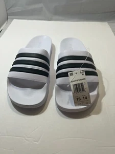 NWB Adidas Men's White Logo Comfort Adilette Shower Slides Sandal Size 13 GZ5921 - Picture 1 of 8