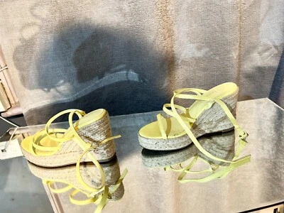 Yellow Adjustable Ankle strap wedge Platform sandals size 6- Boohoo - Image 1 of 3