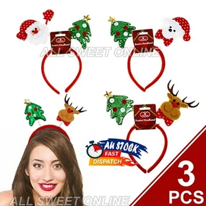 3x Christmas Party Boppers Adults Kids Headband Santa Reindeer Xmas Costume AU - Picture 1 of 12