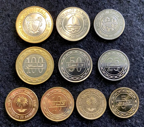 BAHRAIN 5 Coins Set 5, 10, 25, 50, & 100 Fils UNC World Coins Cover