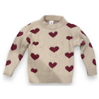 Dash Of Glitter Girls L Hearts Fuzzy Soft Knit Sweater Ivory Magenta Kawaii