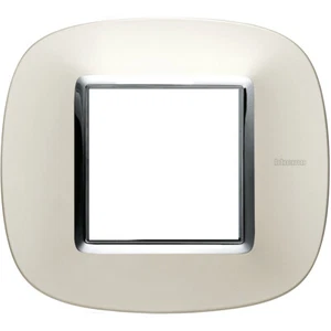 BTICINO HB4802SAN PLACCA ELLITTICA 2 MODULI ARGENTO IN METALLO AXOLUTE - Foto 1 di 1