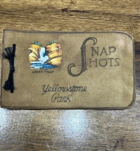 Album snapshot vintage Parco nazionale Yellowstone Lower Falls copertina in pelle - Foto 1 di 7